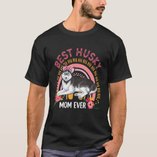 Beste Husky-Mutter Aller Zeiten Floral Husky Hund T-Shirt