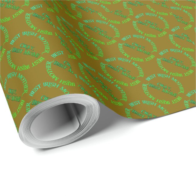 Beste Irische Mutter braunes Matt-Geschenkpapier Geschenkpapier (Rolleneckpunkt)
