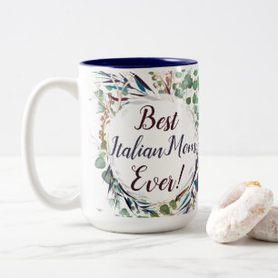 Beste italienische Mama je Blätter und Kräuter Zweifarbige Tasse