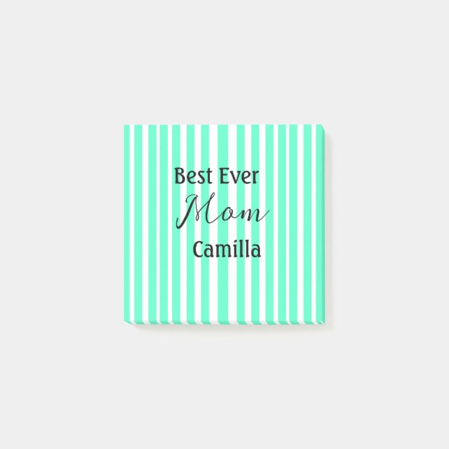 Beste jemals Mutter grün gestreiftes Muster Pastel Post-it Klebezettel (Vorderseite)