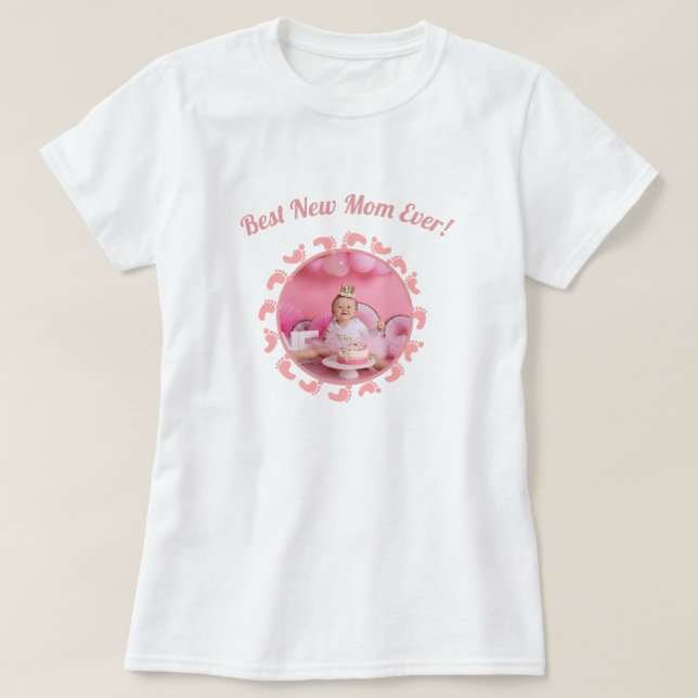 Beste Junge Mutter/Mutter Foto-Kind-Kind T - Shirt (Design vorne)