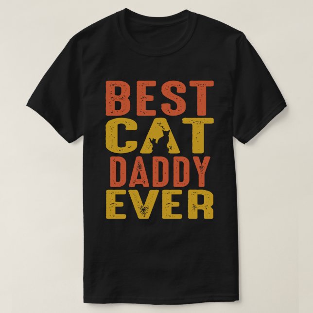Beste Katze DADDY je Retro Vintag T-Shirt (Design vorne)