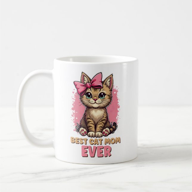 Beste Katze Mama je, Funny Tabby Katze Mutter Kaffeetasse (Links)