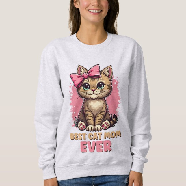 Beste Katze Mama je, Funny Tabby Katze Mutter Sweatshirt (Vorderseite)