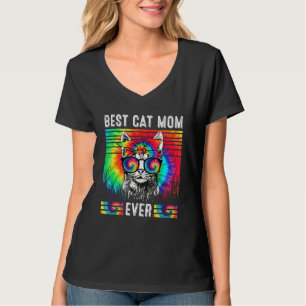 Beste Katze Mama je Gefärbte Krawatte Katze Mama M T-Shirt