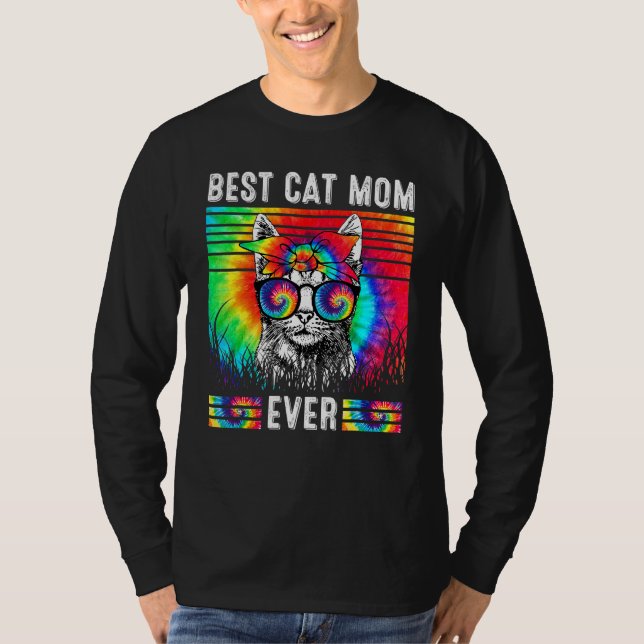 Beste Katze Mama je Gefärbte Krawatte Katze Mama M T-Shirt (Vorderseite)