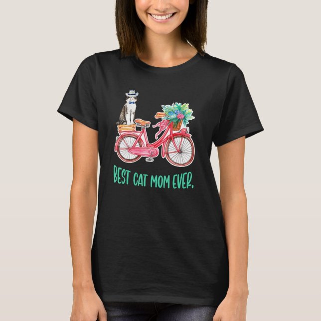 Beste Katze Mama je mit dem Blumenrad für Frauen T-Shirt (Vorderseite)