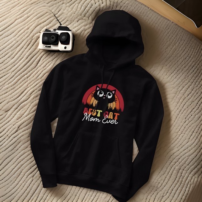 Beste Katze Mama je Retro Vintager Regenbogenwald Hoodie (Von Creator hochgeladen)
