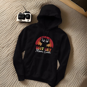 Beste Katze Mama je Retro Vintager Regenbogenwald Hoodie
