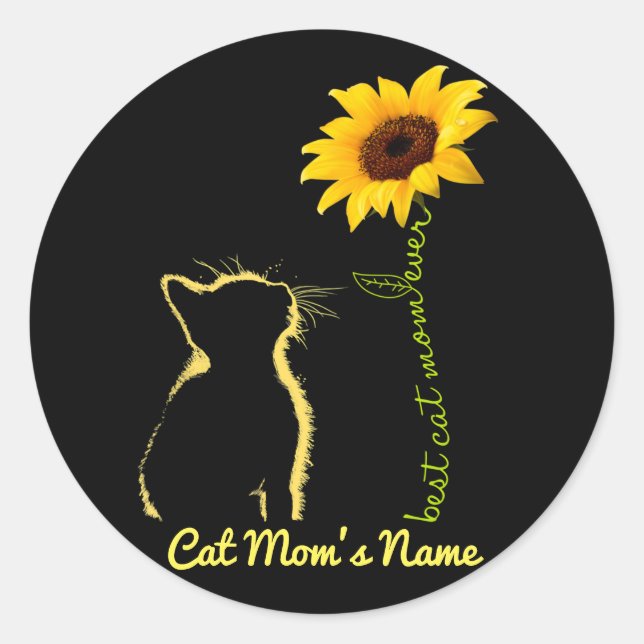 Beste Katze Mama je Sonnenblume Katze Mommy Person Runder Aufkleber (Vorderseite)