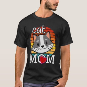 Beste Katze Mama je Vintager Sonnenuntergang Retro T-Shirt