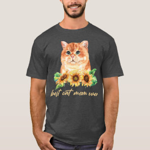 Beste Katze Mama Niedlich Sonnenblumen Katze Liebh T-Shirt