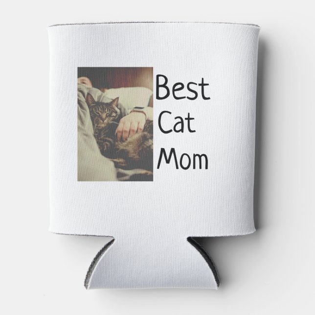 Beste Katze Mama Papa Cat Foto Namensgeschenk Vorl Dosenkühler (Vorderseite)