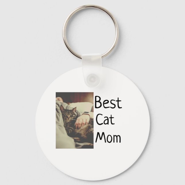 Beste Katze Mama Papa Cat Foto Namensgeschenk Vorl Schlüsselanhänger (Vorderseite)