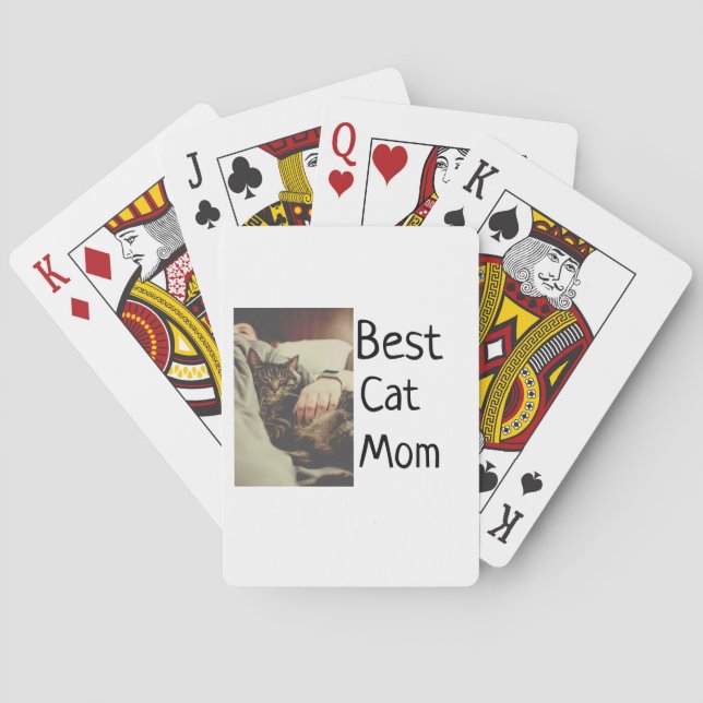 Beste Katze Mama Papa Cat Foto Namensgeschenk Vorl Spielkarten (Rückseite)