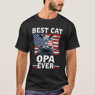 Beste Katze Opa je amerikanische Flagge Patriotic  T-Shirt