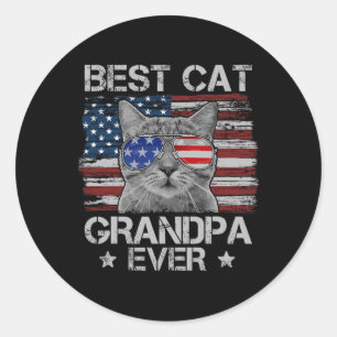 Beste Katze Opa je amerikanische Flagge Patriotisc Runder Aufkleber