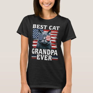 Beste Katze Opa je amerikanische Flagge Patriotisc T-Shirt