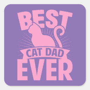 Beste Katze Vater Ever - KatzenSilhouette Quadratischer Aufkleber