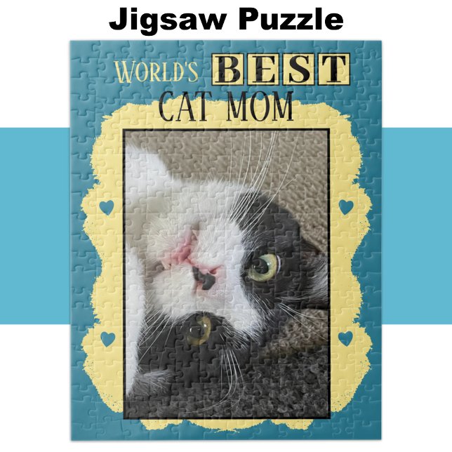 Beste Katzen-Mutter macht Foto blau gelb Puzzle (Von Creator hochgeladen)