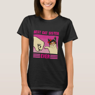 Beste Katzen Schwester überhaupt Lustige Retro-Kat T-Shirt