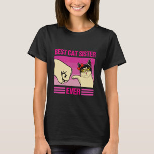 Beste Katzen Schwester überhaupt Lustige Retro-Kat T-Shirt