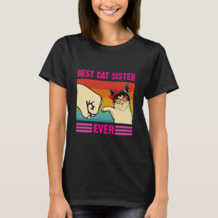 Beste Katzen Schwester überhaupt Retro süße Katze T-Shirt