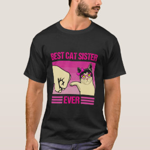 Beste Katzen-Schwester überhaupt Retro süße Katze T-Shirt
