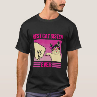 Beste Katzen-Schwester überhaupt Retro süße Katze  T-Shirt