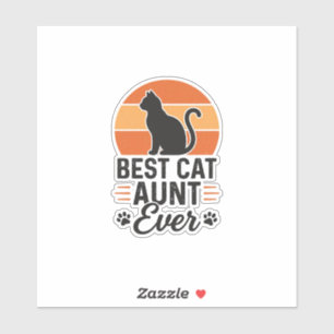 Beste Katzen-Tante überhaupt Vintage-Sonnenunterga Aufkleber