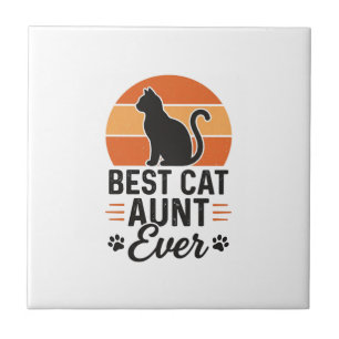 Beste Katzen-Tante überhaupt Vintage-Sonnenunterga Fliese