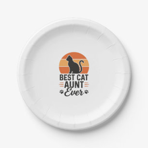 Beste Katzen-Tante überhaupt Vintage-Sonnenunterga Pappteller