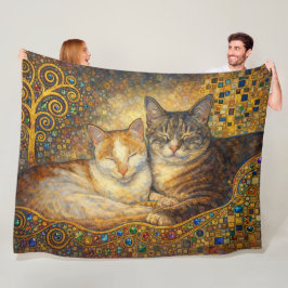 Beste Katzenfreunde, inspiriert von Klimt Fleecedecke