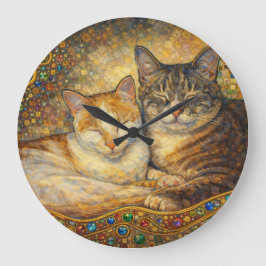 Beste Katzenfreunde Klimt-inspiriert Große Wanduhr