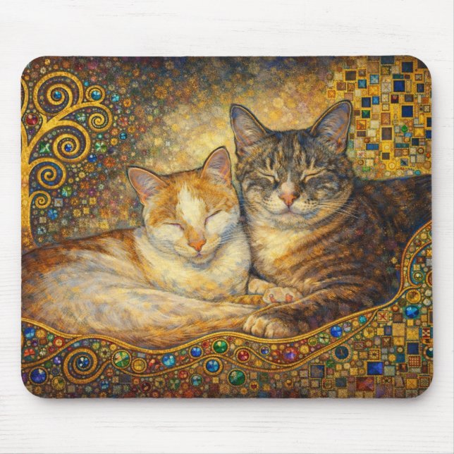 Beste Katzenfreunde Klimt-inspiriert Mousepad (Vorne)