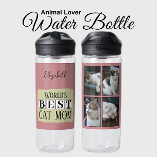 Beste Katzenmutter 4 Foto Name pinkgrün Trinkflasche