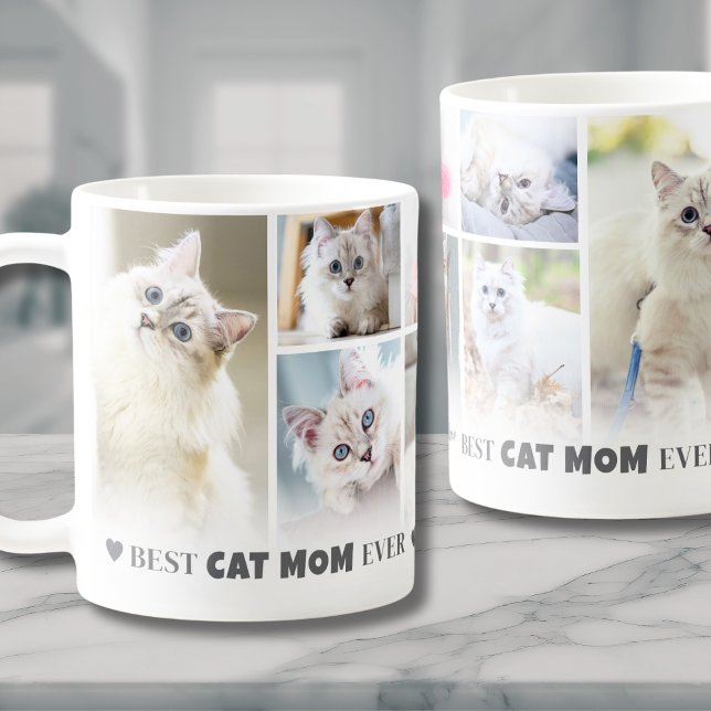 Beste Katzenmutter 8 Foto-Collage Kaffeetasse (Best Cat Mom Ever 8 Photo Collage Coffee Mug)