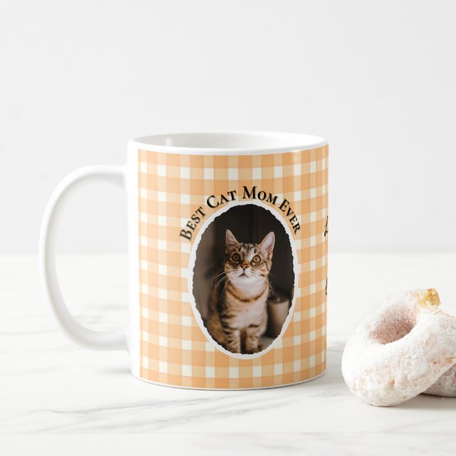 Beste Katzenmutter Aller Zeiten Benutzerdefiniert  Kaffeetasse (Mit Donut)