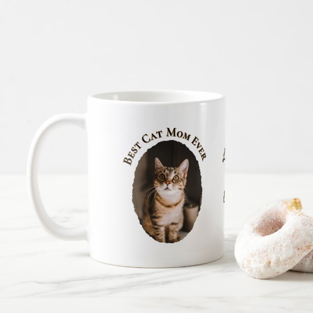 Beste Katzenmutter Aller Zeiten Benutzerdefiniert  Kaffeetasse (Mit Donut)