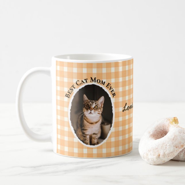 Beste Katzenmutter Aller Zeiten Benutzerdefiniert  Kaffeetasse (Mit Donut)