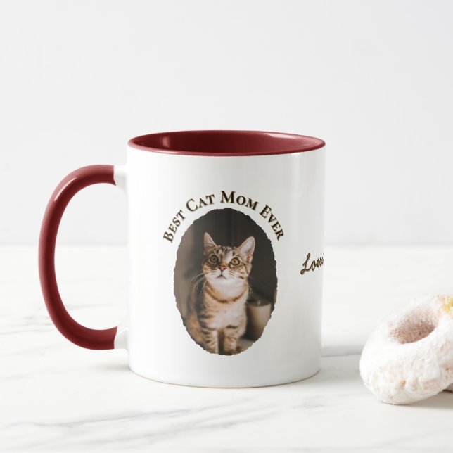 Beste Katzenmutter Aller Zeiten Benutzerdefiniert  Tasse (Mit Donut)