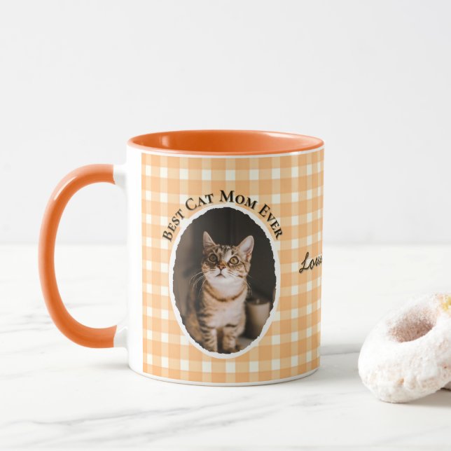 Beste Katzenmutter Aller Zeiten Benutzerdefiniert  Tasse (Mit Donut)