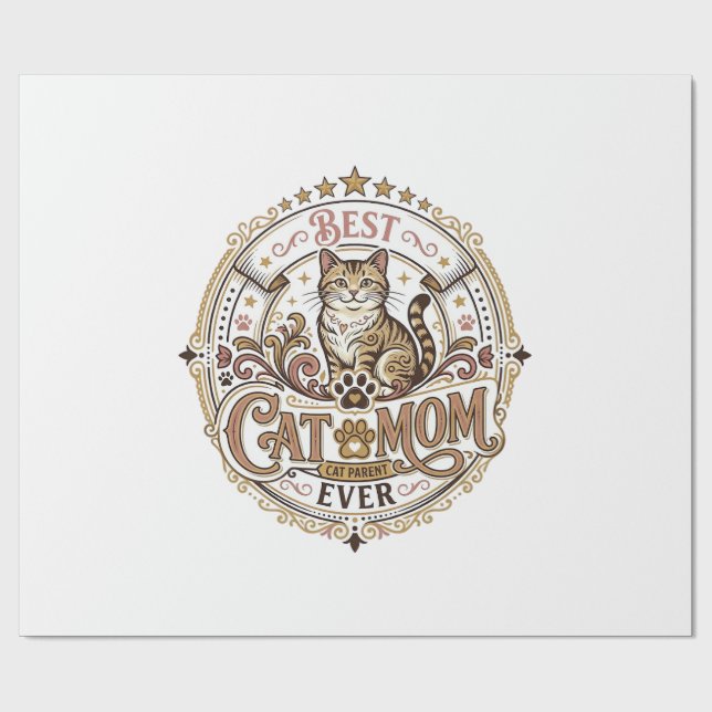 Beste Katzenmutter Aller Zeiten Katzenmutter Vater Geschenkpapier (Flach)
