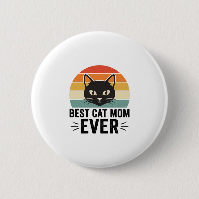 Beste Katzenmutter Aller Zeiten Retro Katzen Gesic Button (Vorderseite)
