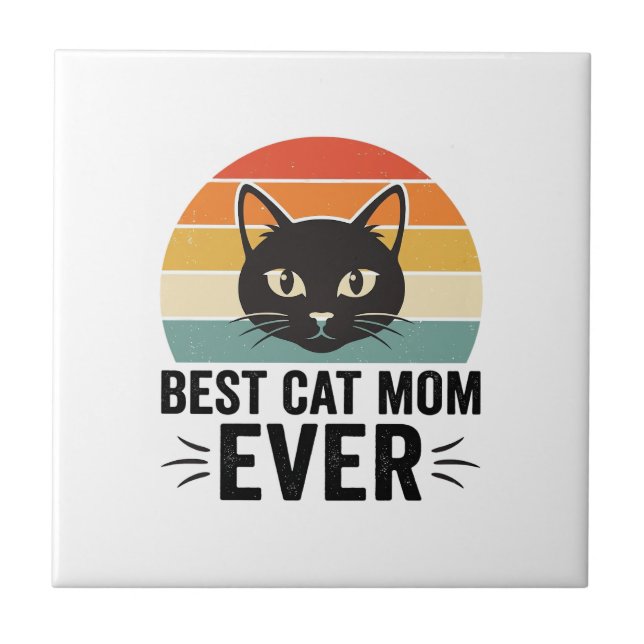 Beste Katzenmutter Aller Zeiten Retro Katzen Gesic Fliese (Vorderseite)