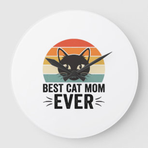 Beste Katzenmutter Aller Zeiten Retro Katzen Gesic Große Wanduhr
