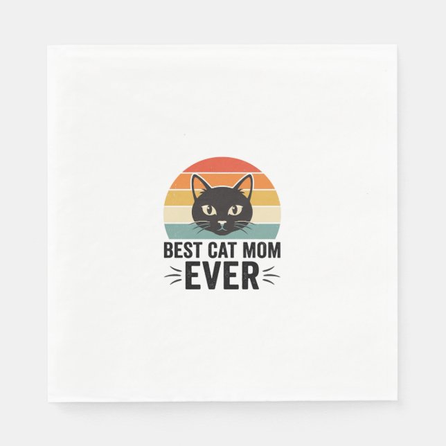 Beste Katzenmutter Aller Zeiten Retro Katzen Gesic Serviette (Vorderseite)