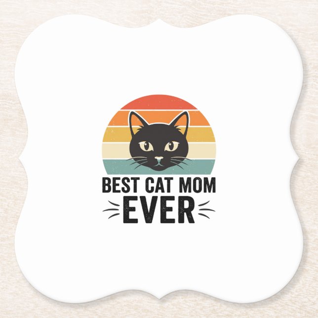 Beste Katzenmutter Aller Zeiten Retro Katzen Gesic Untersetzer (Vorderseite)