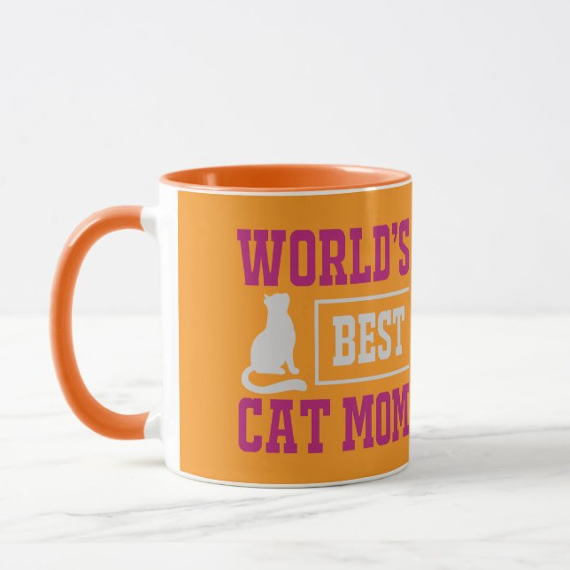 Beste Katzenmutter der Welt Orange und violette Si Tasse (Links)