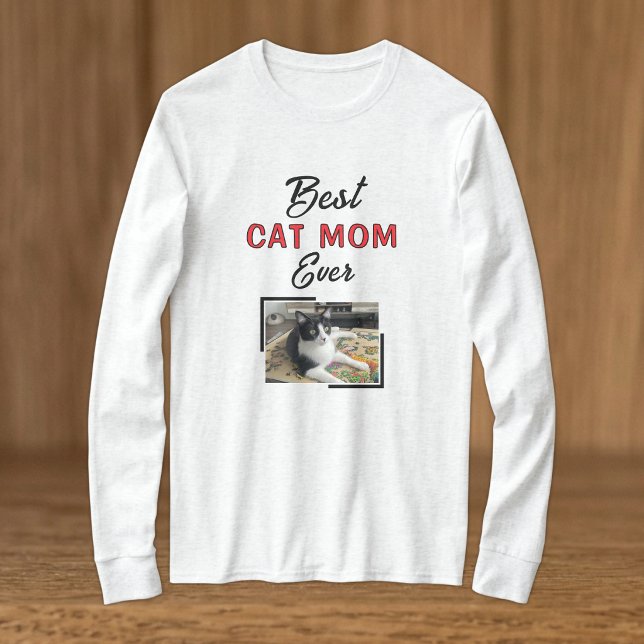 Beste Katzenmutter Foto schwarz rot T-Shirt (Von Creator hochgeladen)